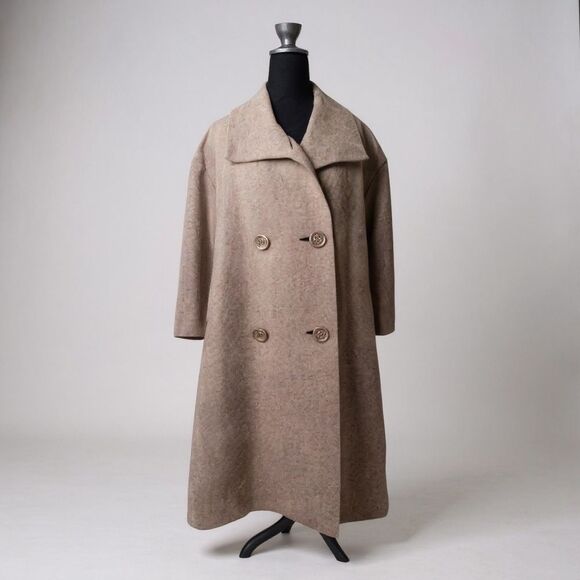 Vintage Youthcraft Brown Textured Coat Butterfly Collar Silk Lined - Picture 2 of 6